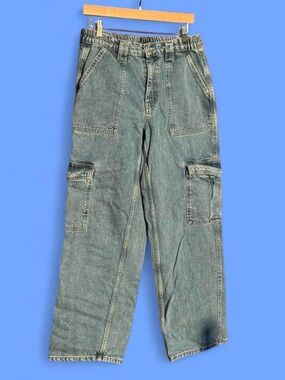 Casual Green Cargo Denim Pants - Unbranded